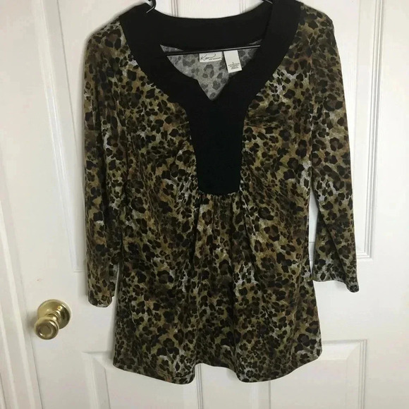 Kim Rogers leopard 3/4 length sleeve top - Picture 1 of 3